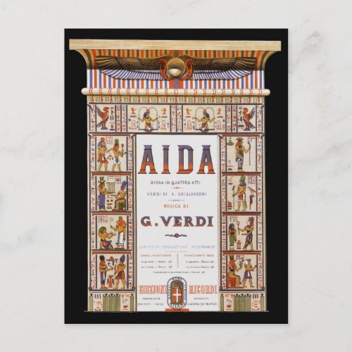 Vintage Opera Music Egyptian Aida by Verdi Postcard