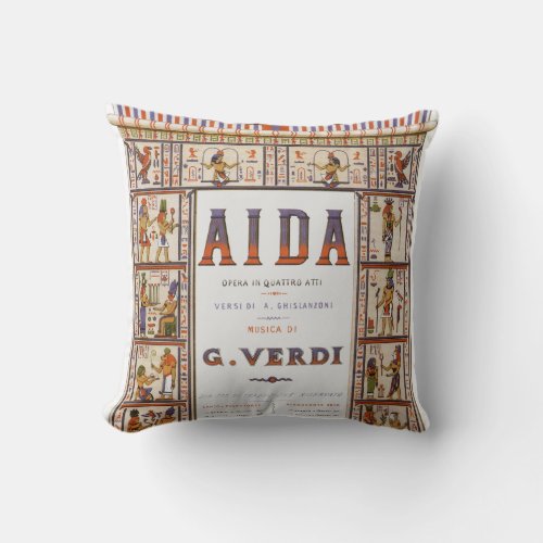 Vintage Opera Music Egyptian Aida by Verdi Throw Pillow