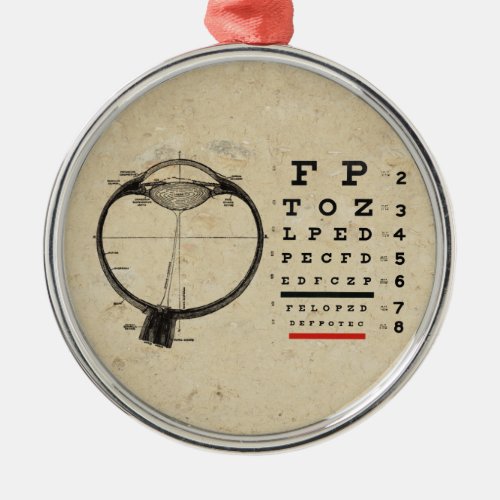 Vintage Ophthalmologist Optometry Eye Chart Metal Ornament