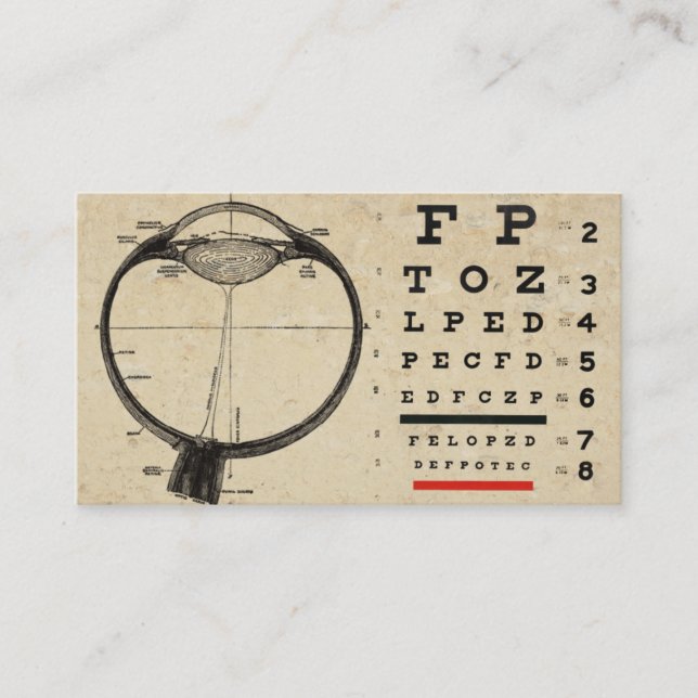Vintage Ophthamologist Business Cards Eye Chart (Front)