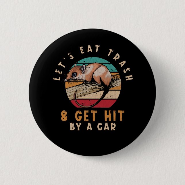Vintage Opossum Trash Joke Button (Front)