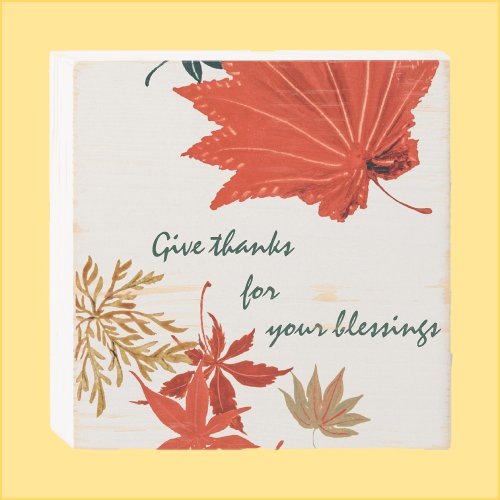 Vintage Orange and Gold Leaves Give Thanks Wooden Box Sign