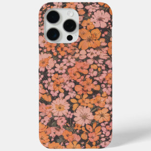 vintage orange and pink flowers iPhone 15 pro max case