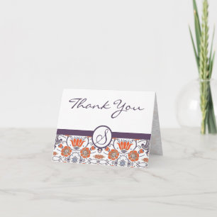 Vintage Orange and Purple Swirly Floral Thank You