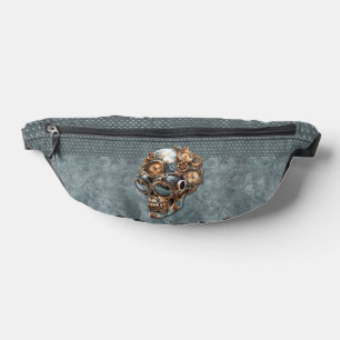 Vintage Orange and Teal Grey Steampunk Skull Fanny Pack