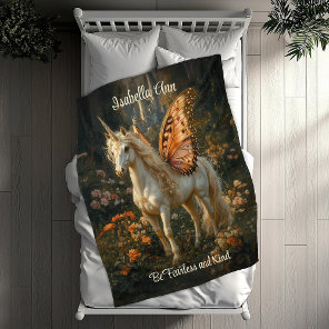 Vintage Orange And White Fairytale Pegasus Fleece Blanket