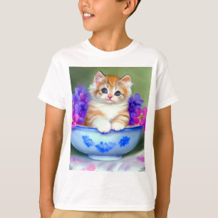 Vintage Orange and White Kitten Illustration T-Shirt