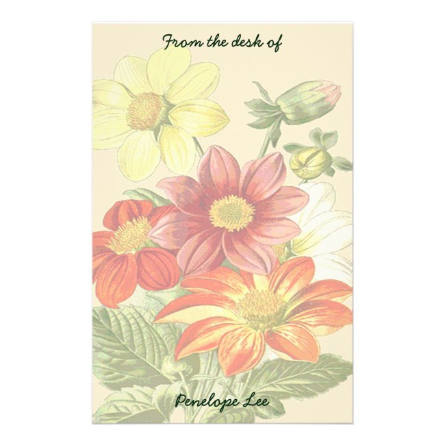 Vintage Orange and Yellow Garden Flowers Your Name