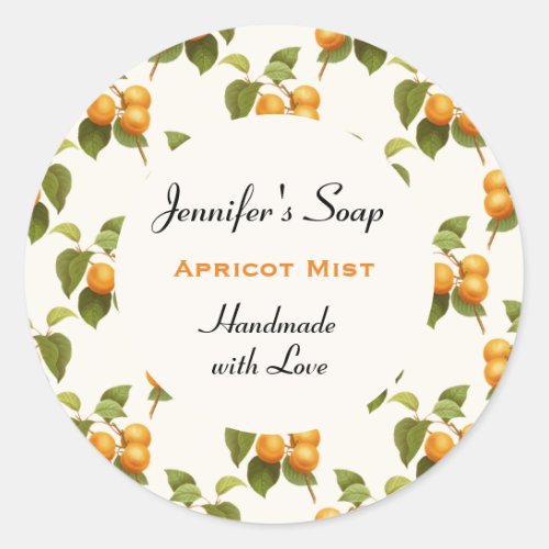 Vintage Orange Apricot Pattern Soap  Candle Classic Round Sticker