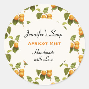 Vintage Orange Apricot Pattern Soap / Candle Classic Round Sticker