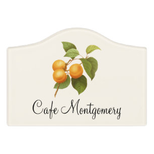Vintage Orange Apricots Watercolor Drawing Door Sign