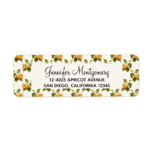 Vintage Orange Apricots Watercolor Pattern Label