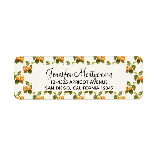 Vintage Orange Apricots Watercolor Pattern Label