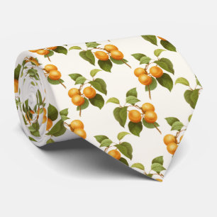 Vintage Orange Apricots Watercolor Pattern Neck Tie