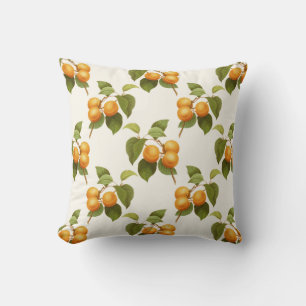 Vintage Orange Apricots Watercolor Pattern Throw Pillow