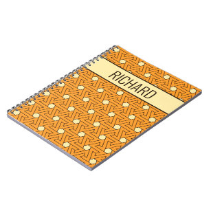 Vintage Orange Beige Triskelion Egyptian Pattern Notebook