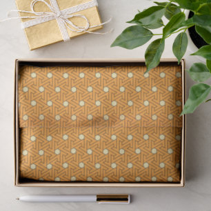 Vintage Orange Beige Triskelion Egyptian Pattern Tissue Paper