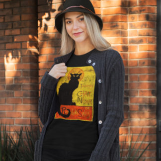 Vintage Orange Black Cat Chat Noir Art Halloween T-Shirt