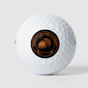 Vintage Orange Black Proverb Oak Acorn Leaves Golf Balls