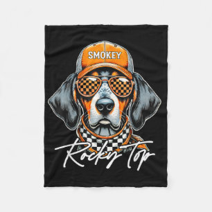 Vintage Orange Blooded Tennessee Dog Lover Rocky T Fleece Blanket