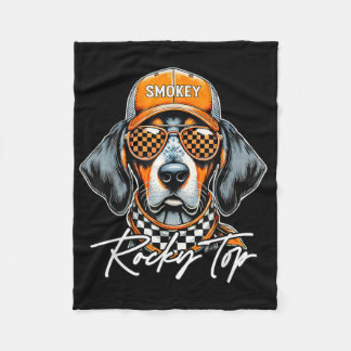 Vintage Orange Blooded Tennessee Dog Lover Rocky T Fleece Blanket