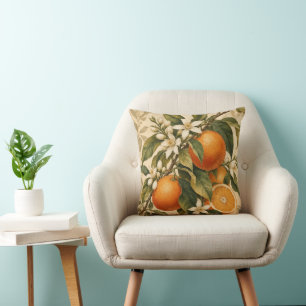 Vintage Orange Blossom Mediterranean Botanical Thr Throw Pillow