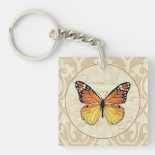 Vintage Orange Butterfly Keychain