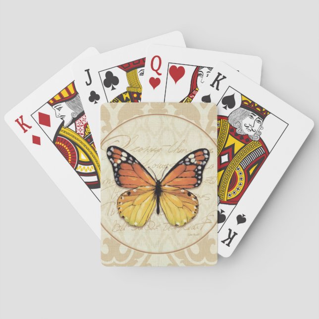 Vintage Orange Butterfly Poker Cards (Back)
