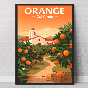 Vintage Orange California Poster