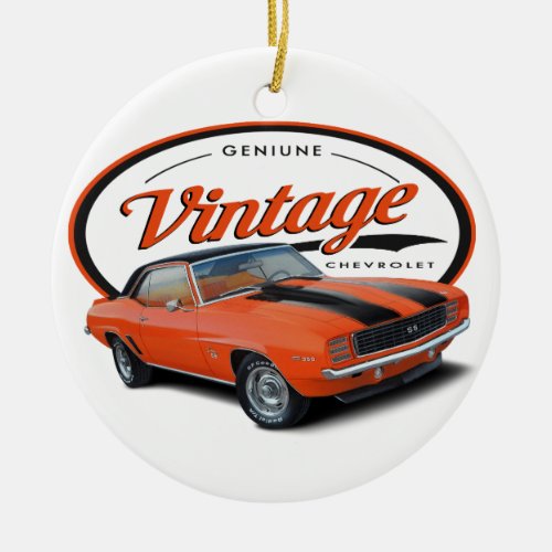 Vintage Orange Camaro Ceramic Ornament