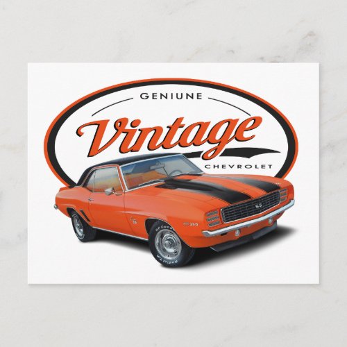 Vintage Orange Camaro Postcard