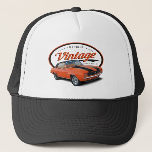 Vintage Orange Camaro Trucker Hat