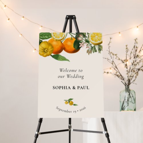 Vintage Orange Citrus Botanical Wedding Welcome Foam Board