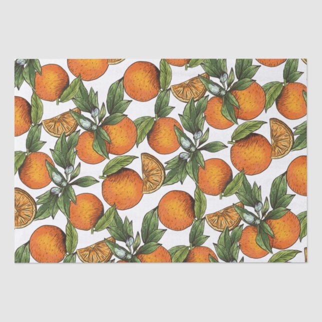 Vintage Orange Citrus Fruit Pattern Tissue Paper (Front)
