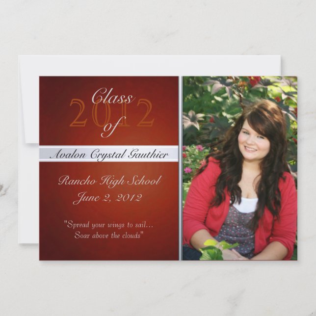Vintage Orange Class Of  Graduation Invitations (Front)
