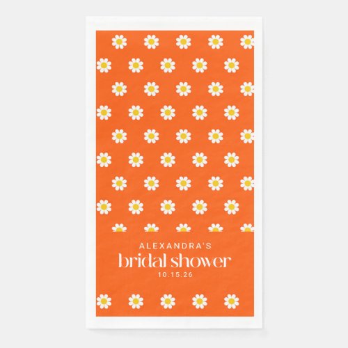 Vintage Orange Daisy Flowers Bridal Shower Custom  Paper Guest Towels