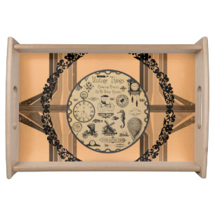 vintage orange dinner serving tray
