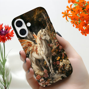 Vintage Orange Feathered Fairy Unicorn Fantasy iPhone 16 Case