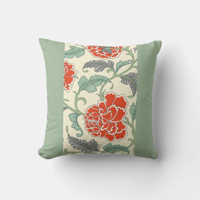 Vintage Orange Floral Pattern  Throw Pillow (Front)