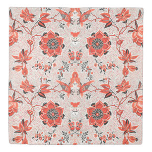 Vintage Orange Florals Duvet Cover