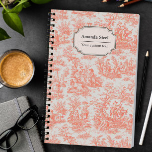 Vintage Orange French Country Toile de Jouy Notebook