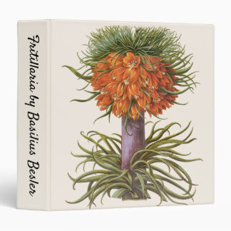 Vintage Orange Fritillaria Flowers Basilius Besler 3 Ring Binder