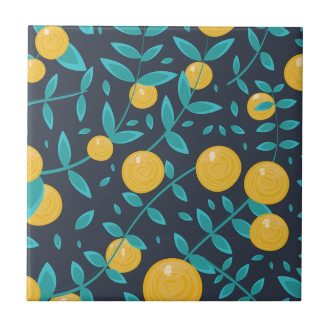 Vintage Orange Fruit Ceramic Tile (Front)