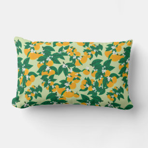 Vintage orange fruit with green background seamles lumbar pillow