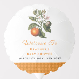 Vintage Orange Gingham Citrus Baby Shower Welcome Balloon