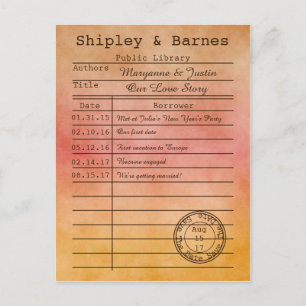 Vintage Orange Gold Library Card Save The Date