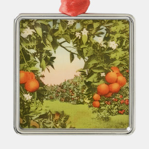 Vintage Orange Grove Metal Ornament