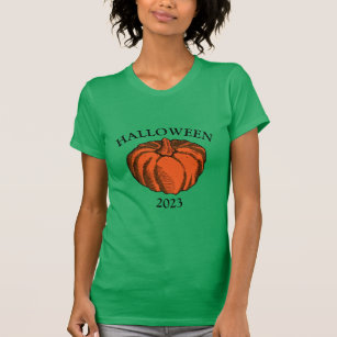 Vintage Orange Halloween Pumpkin Ink Art T-Shirt
