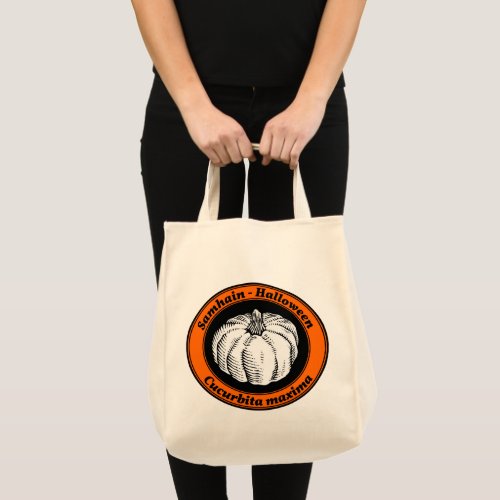 Vintage Orange Halloween Pumpkin Ink Art Tote Bag