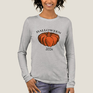 Vintage Orange Halloween Pumpkin Ink Art Tri-Blend Shirt